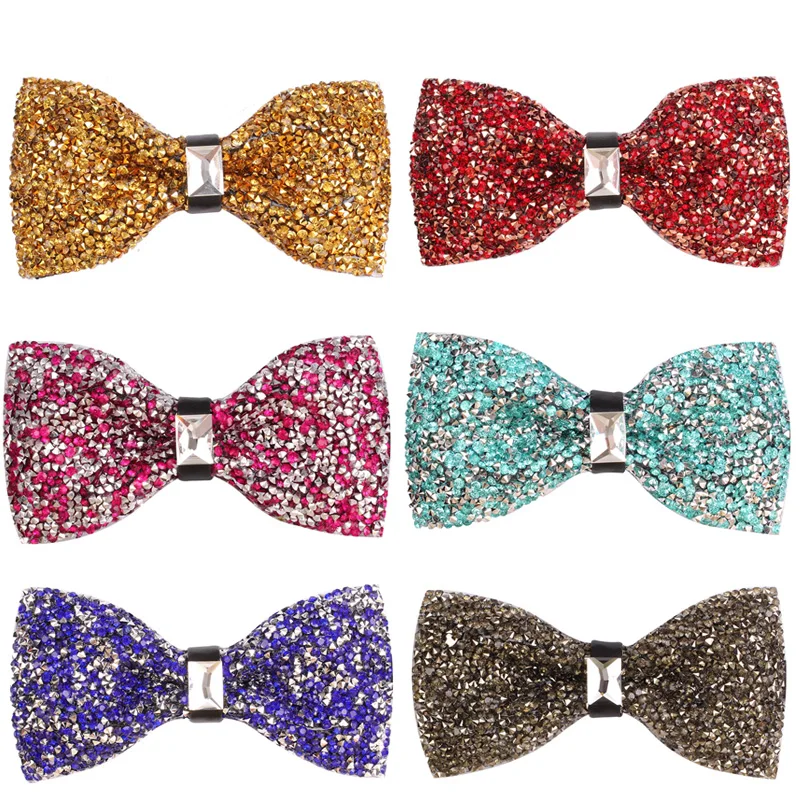 

New Luxury Diamond Bow ties For Men Crystal Gem Bowties Fashion Wedding Party Accessories gravatas Neckwear Banquet Male Bow Tie