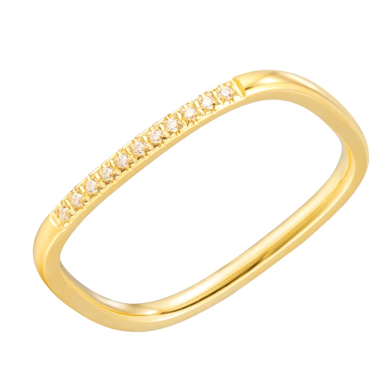 Einzigartiges Design, 0,11 cm breit, quadratische Form, CNC-Inlay, Zirkon-Ring, Edelstahl, hochwertiger Schmuck, Damenring, Hochzeitsgeschenk