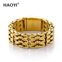 HAOYI 5mm/23mm Geometric Connection Men's Bracelet Jewelry Party Gift Charming Men's Bracelet Gold and Silver Color 1