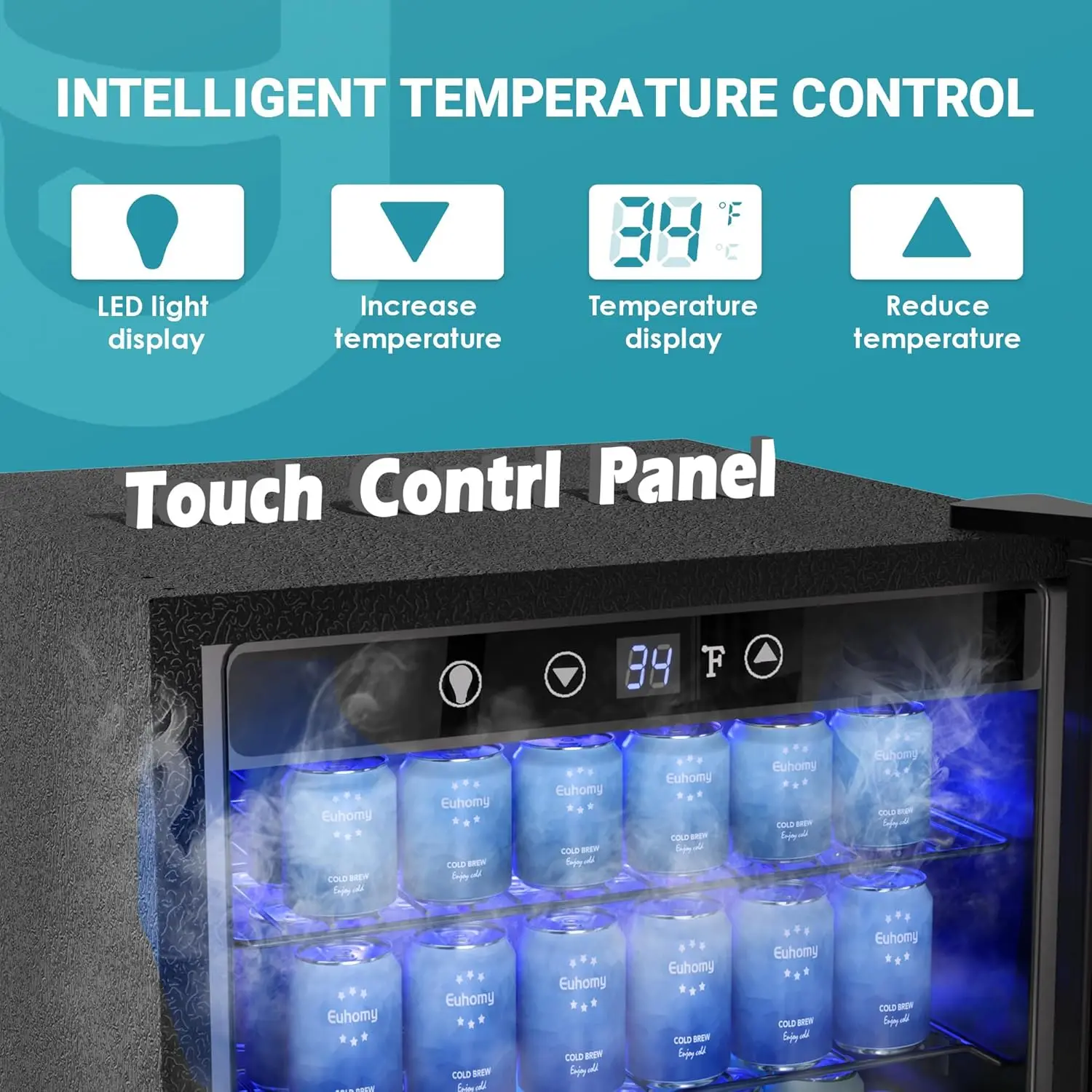 ft Beverage Refrigerator and Cooler, 145 Can Mini fridge with Glass Door for Soda Beer Wine, Small Drink Dispenser 4