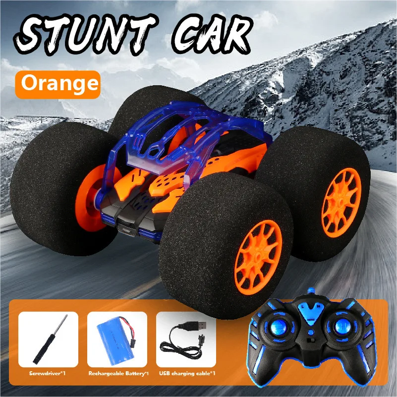 1 sponge four-wheel drive stunt car, wireless remote control toy car for boys and girls, 360 ° rotation and rolling 2
