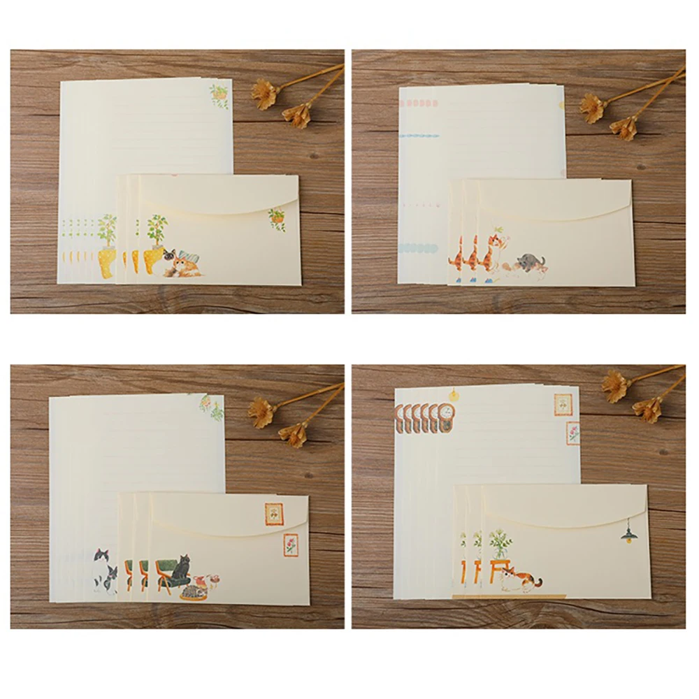 A set of 36 Letter Writing Sets with 24 Draft Letters 12 Envelopes Cat Theme