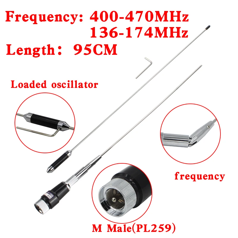 

Vehicle Antenna In The Middle Of The High Gain Antenna UHF VHF 5.5 DBi Car Radio Mobile/Station Antenna SL16-J/M Male PL-259