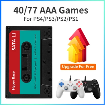 Playnite 휴대용 외장 게임 하드 드라이브, AAA 게임 40 개 포함, 500G HDD 게임 콘솔, PS4, PS3, PS2, PS1, Sega Saturn Windows용