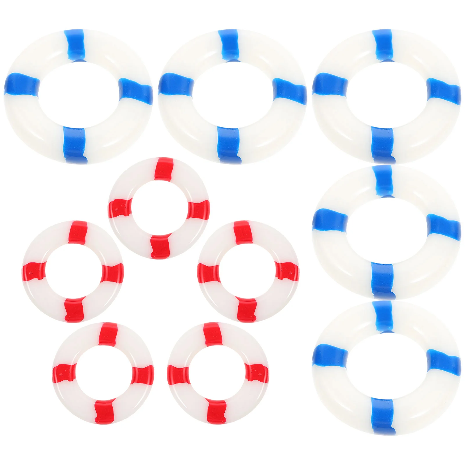 

10pcs Micro Landscape Swim Ring Decorations Life Buoy Decoration Mediterranean Style Nautical Decoration (Random Color)
