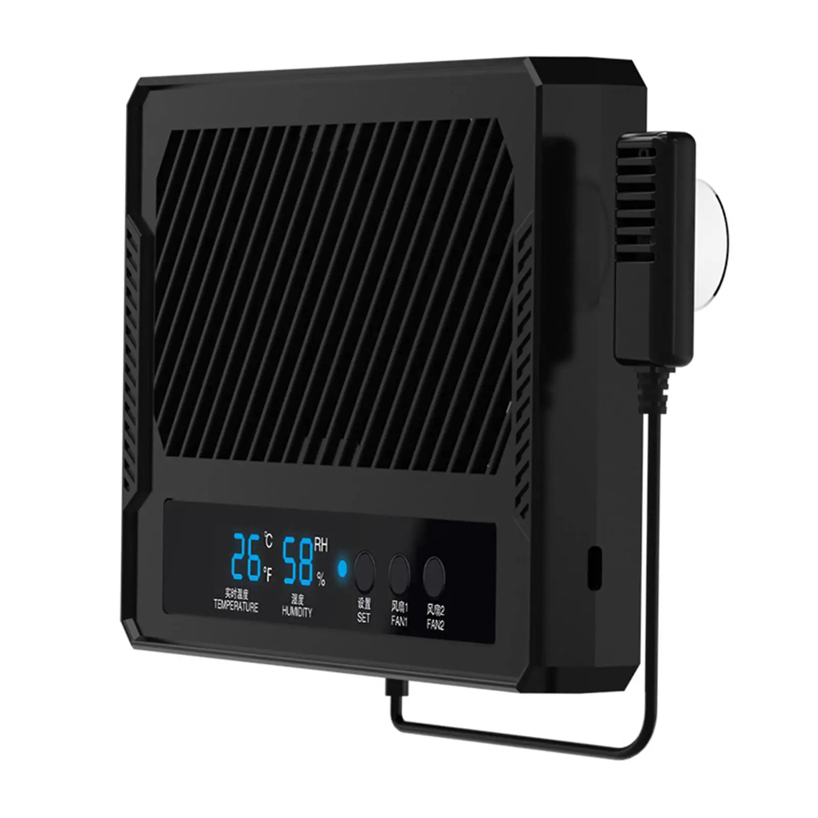 Reptile Fan Thermometer Hygrometer Temperature and Humidity Meter Humidity Controller Dehumidifier for Snake Tortoise Gecko