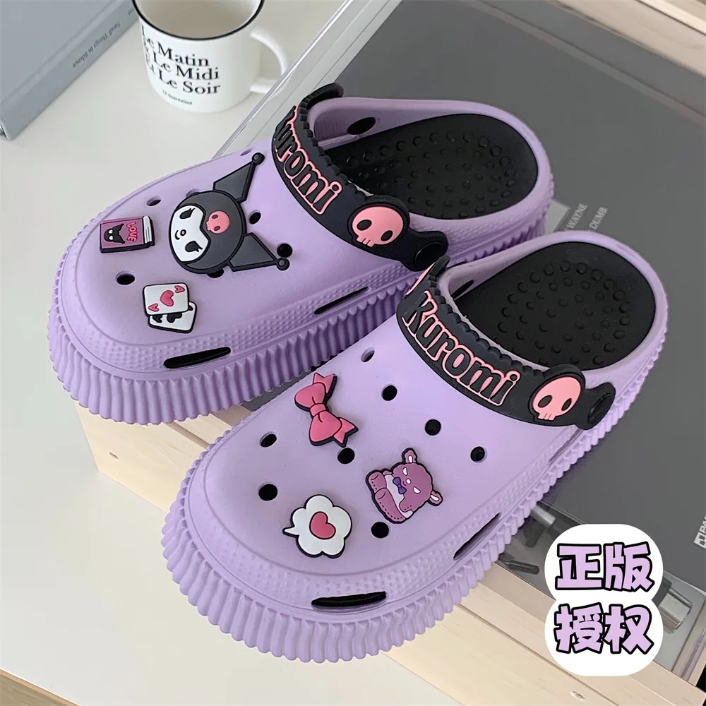 thumbnail image 1 of Miniso Kuromi Women'S Platform Sandals Slippers Cartoon Hello Kitty Kawaiil Slip-Resistant Shoes Cute Summer Girl Women Shoe, 1 of 5