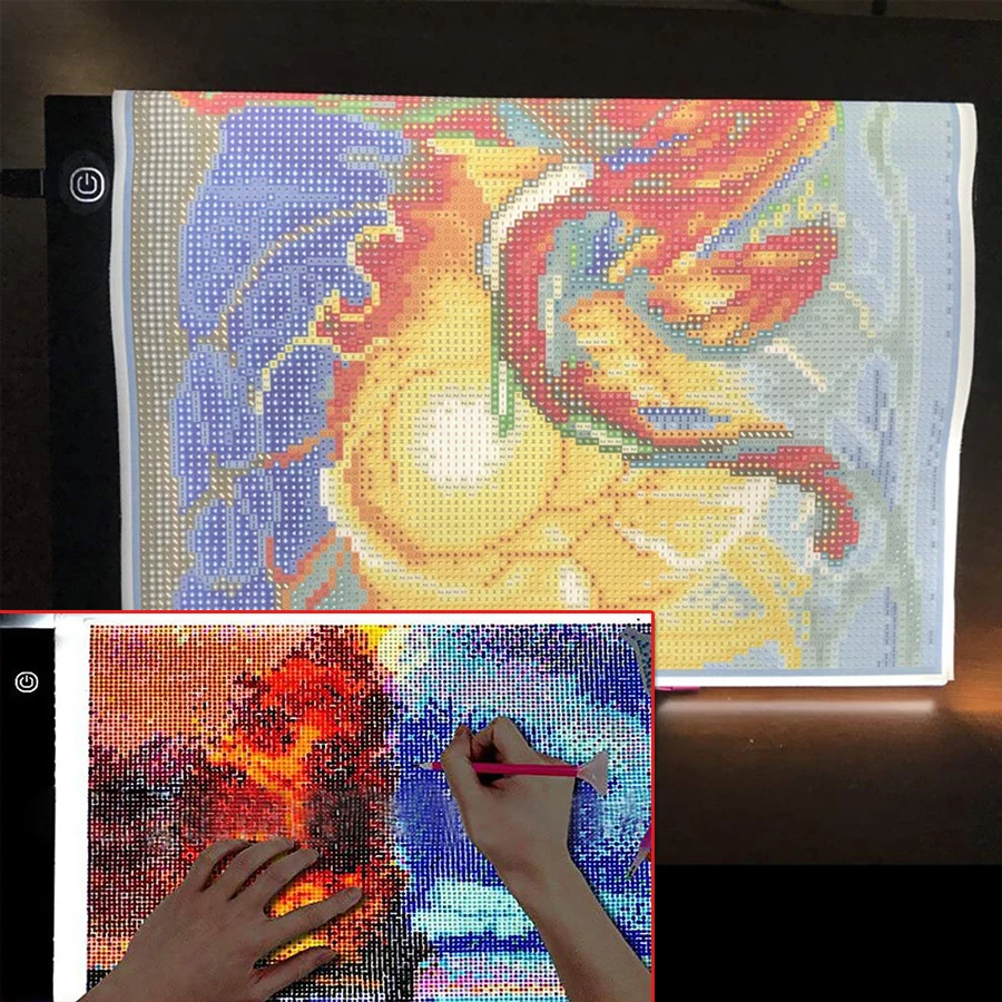 A3 / A4 / A5 Three Level Dimmable Led Light Pad Drawing Board Pad Tablet For Diamond Painting Embroidery Tools Accessories Box Set Diamond Painting Accessories Diamond Painting Tool Set