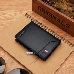 VANNANBA Wallet for Men Zipper Bifold Cowhide Leather Card Holder with Coin Pocket