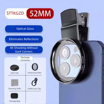 Filtro per Obiettivo CPL da 52mm per Telefono Cellulare, Accessorio per Fotocamera, Filtro Polarizzatore Circolare per Canon Nikon e Tutti gli Smartphone