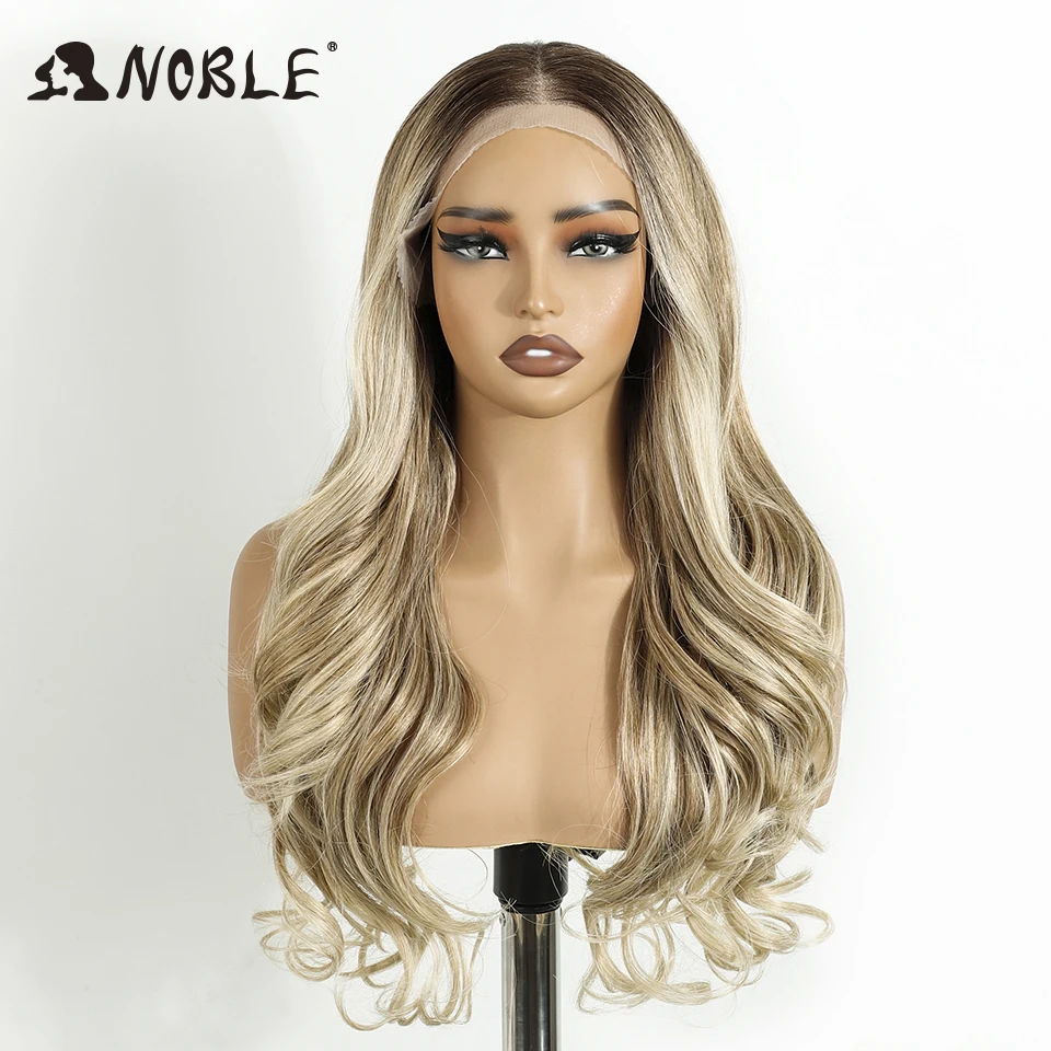 Noble HD Transparent 13X4 Lace Body Wave Ombre Blonde Highlight Wigs 24 Inch Baby Hair Lace Frontal Wig Wave Lace Wig For Women