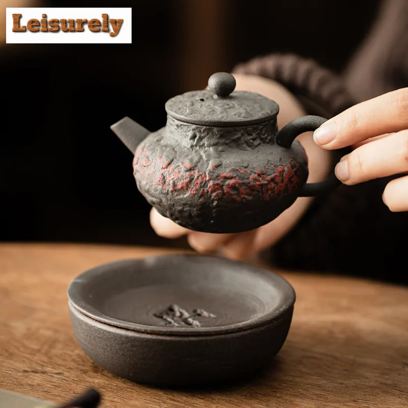 Old Rock Mud Antique Teapot Antique Tea Infuser Pot Tea Soaking Kettle With Filter Tieguanyin Tableware Accessories Decoration