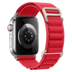 Alpine Loop Nylon Band with Metal G - Hook Bracelet - 42MM 44MM 45MM 49MM (Red)