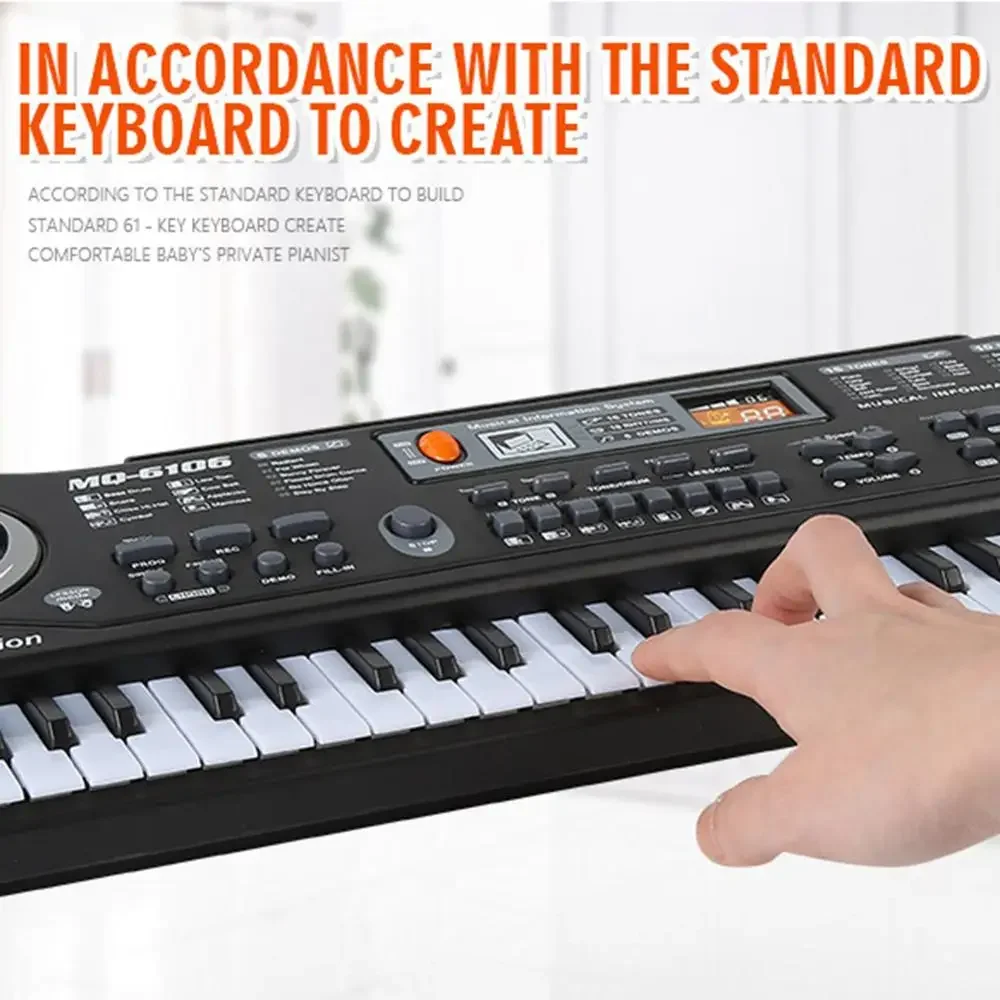 Kids Electronic Piano Keyboard Portable 61 Keys Organ with Microphone Education Toys Musical Instrument Gift for Child Beginner 5