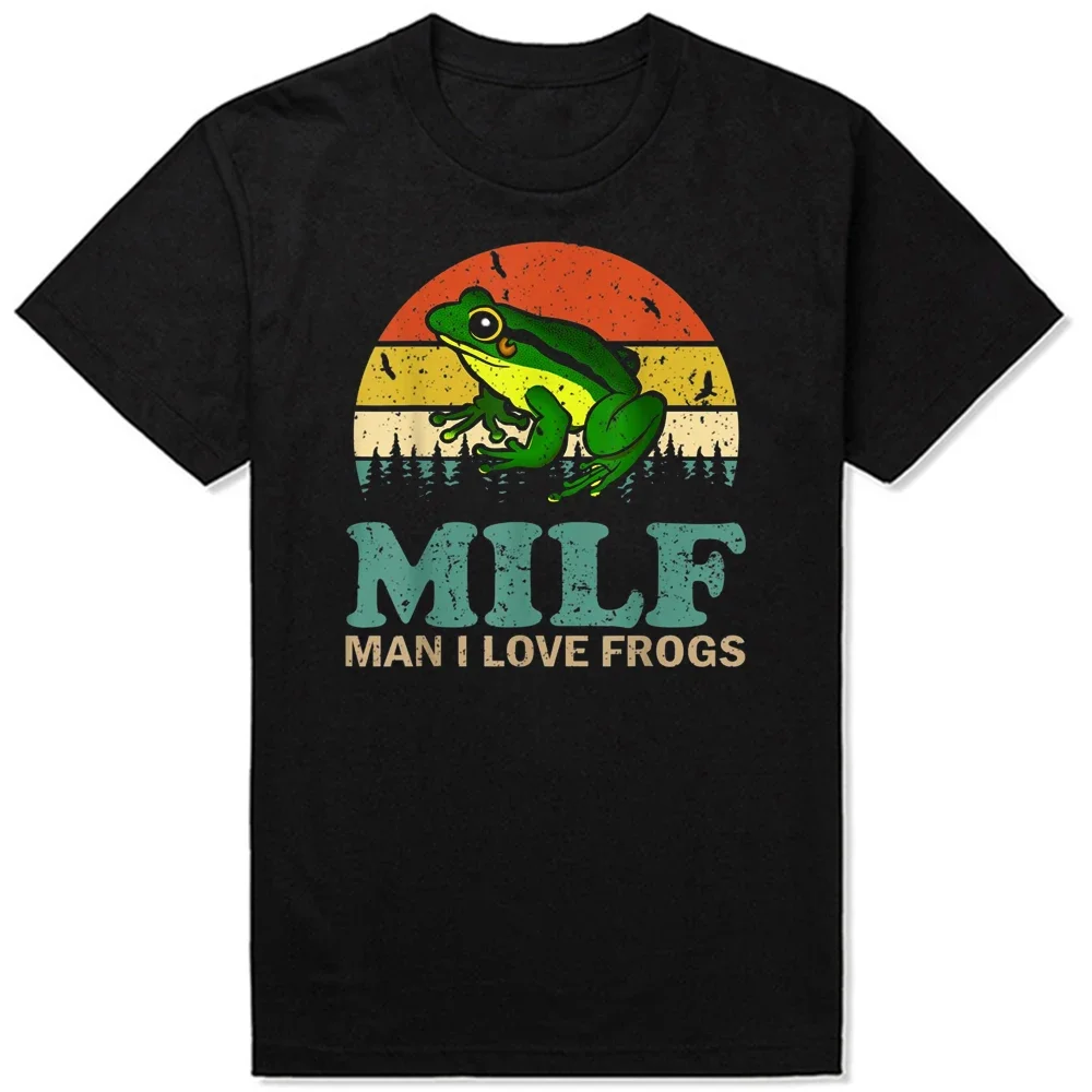 

MILF Man I Love Frogs Funny Saying Frog Lovers Vintage Funny Unisex T-Shirt Men TShirt Short Sleeve Cotton Tee T Shirt