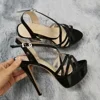 Large Size 43 Women Sandals 14CM Super Sexy Platform High Heels Ankle Strap Sandals Open Toe Gladiator Party Dress Wedding Shoes 1