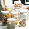 Clear Food Grade Plastic Storage Jar Airtight Seal for Kitchen Snacks Cereals Beans Kitchen Storage Organizer Kitchen Storage 1