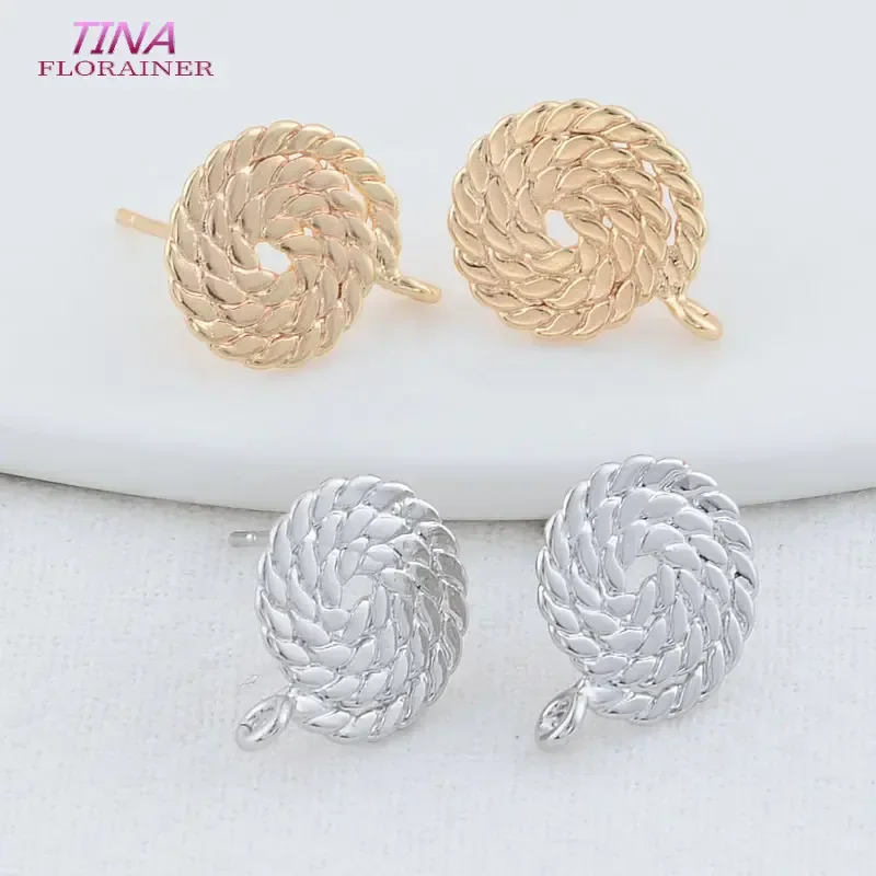 12*15MM 14K Gold Farbe Überzog Messing Runde Stud Ohrringe Hohe Qualität Diy DIY Schmuck Finden zubehör