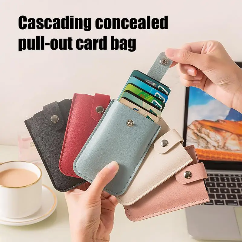 Credit Card Holder Bag Leather Business Card Holder Layered Pullout