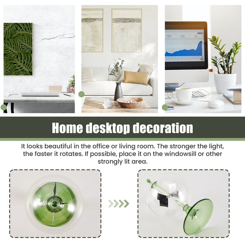 Green Solar Power Radiometer Crookes Solar Energy Spinning Vanes Windmill Gift Home Desk Decoration 5