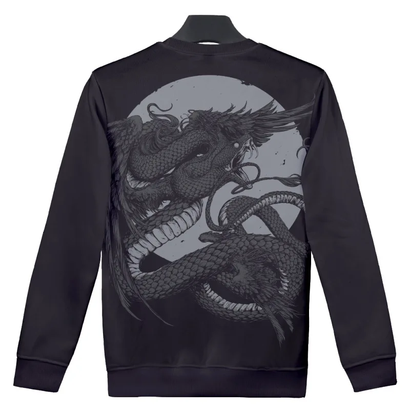 

Осень-зима 2022, новинка, пуловер с длинным рукавом и принтом дракона, Мужская Толстовка Оверсайз, Повседневная Толстовка с принтом, модный топ