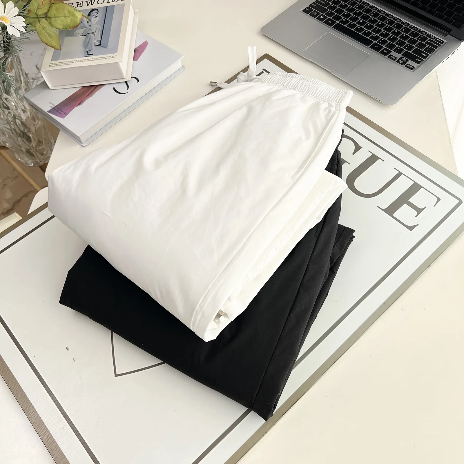 XXXXL Fashion Plus Size Women's Straight Leg Pants Autumn Winter New Casual Thickened Wide Leg Trousers 6027