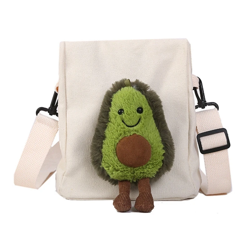 

DOME Cute Avocado Doll Crossbody Canvas Bag Funny Cartoon Student Mini Travel Shoulder Bag Coin Purse