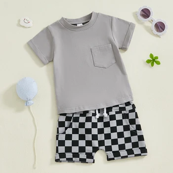 Toddler Tee & Plaid Shorts Set 4