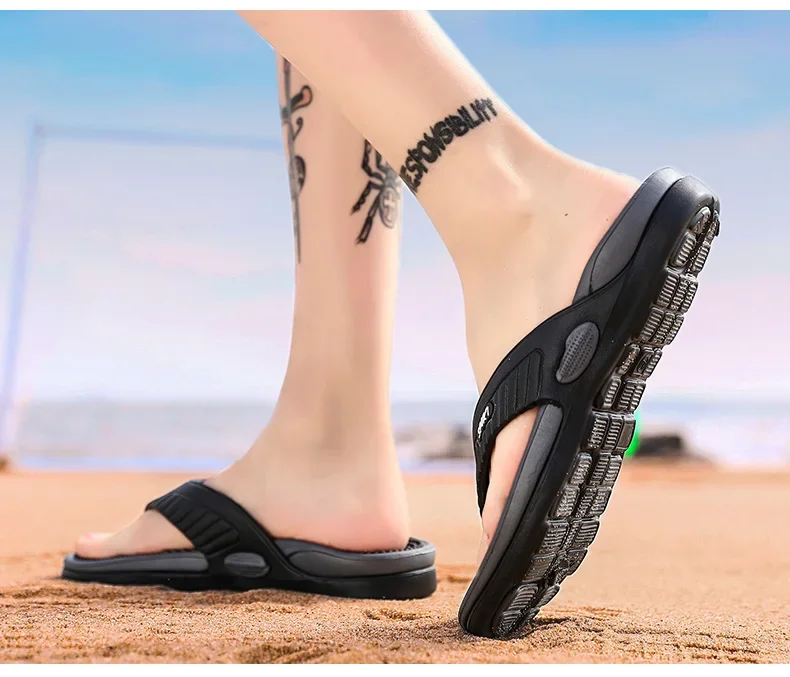 Massage-Flip-Flops für Herren, Sommer, atmungsaktive Strandschuhe, Sandalen, luxuriöse Flip-Flops, atmungsaktiv, Übergröße, Herren-Hausschuhe, Größe 46 – Detail 17