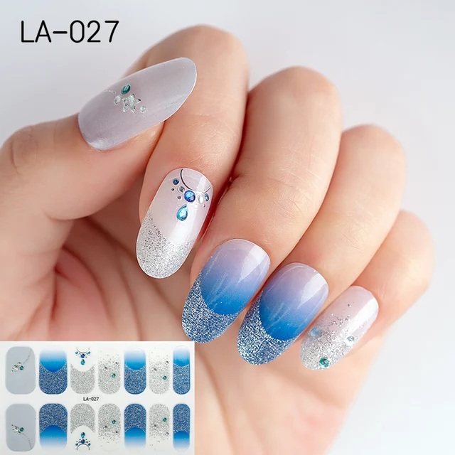 22tips Korea Toe Nail Sticker Wraps Adhesive Decals Toenail Polish Strips DIY Pedicure Foot Decals Manicure Women LA-027(14Tips)