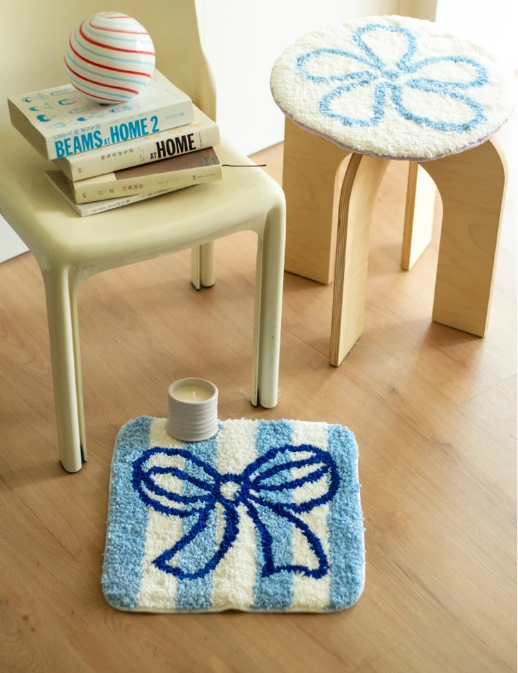 Tufted Bowknot Floral Seat Cushion