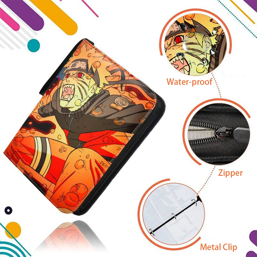 

4/9Grids Naruto Anime Game Collection Card Album Book Zipper Card Bag Anime Peripheral Luxury Leather Children Christmas Gifts