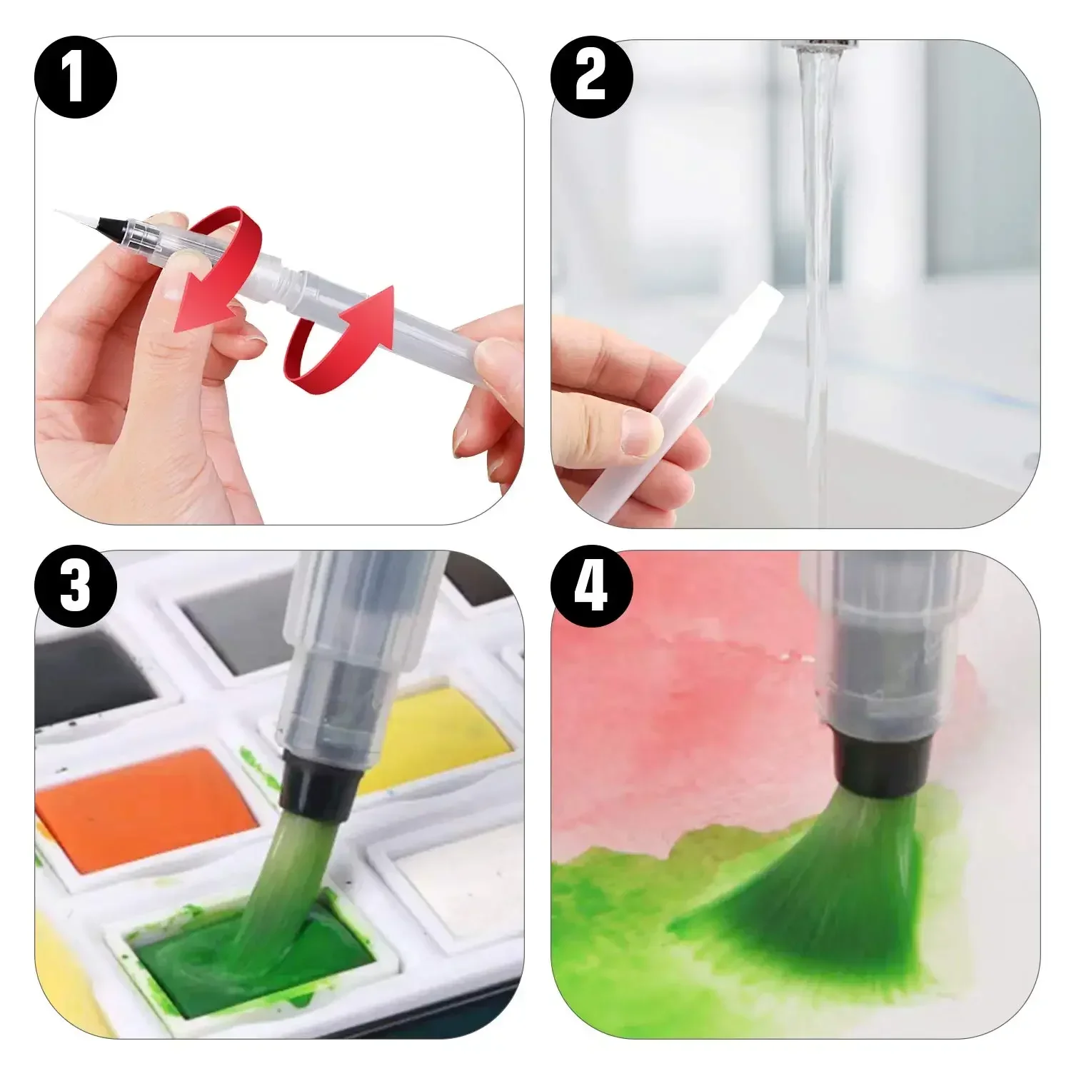Watercolor Brush Pen Set 3/6 Piece Watercolor Paint Pens Painting Markers Refillable Art Supplies