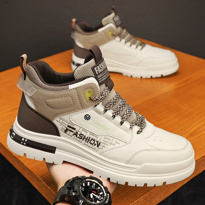 New Men's Boots High Top Sneakers Men Trend Motorcycle Shoes Roman Ankle Boots British Style Outdoor Punk Sneakers Shoes Male