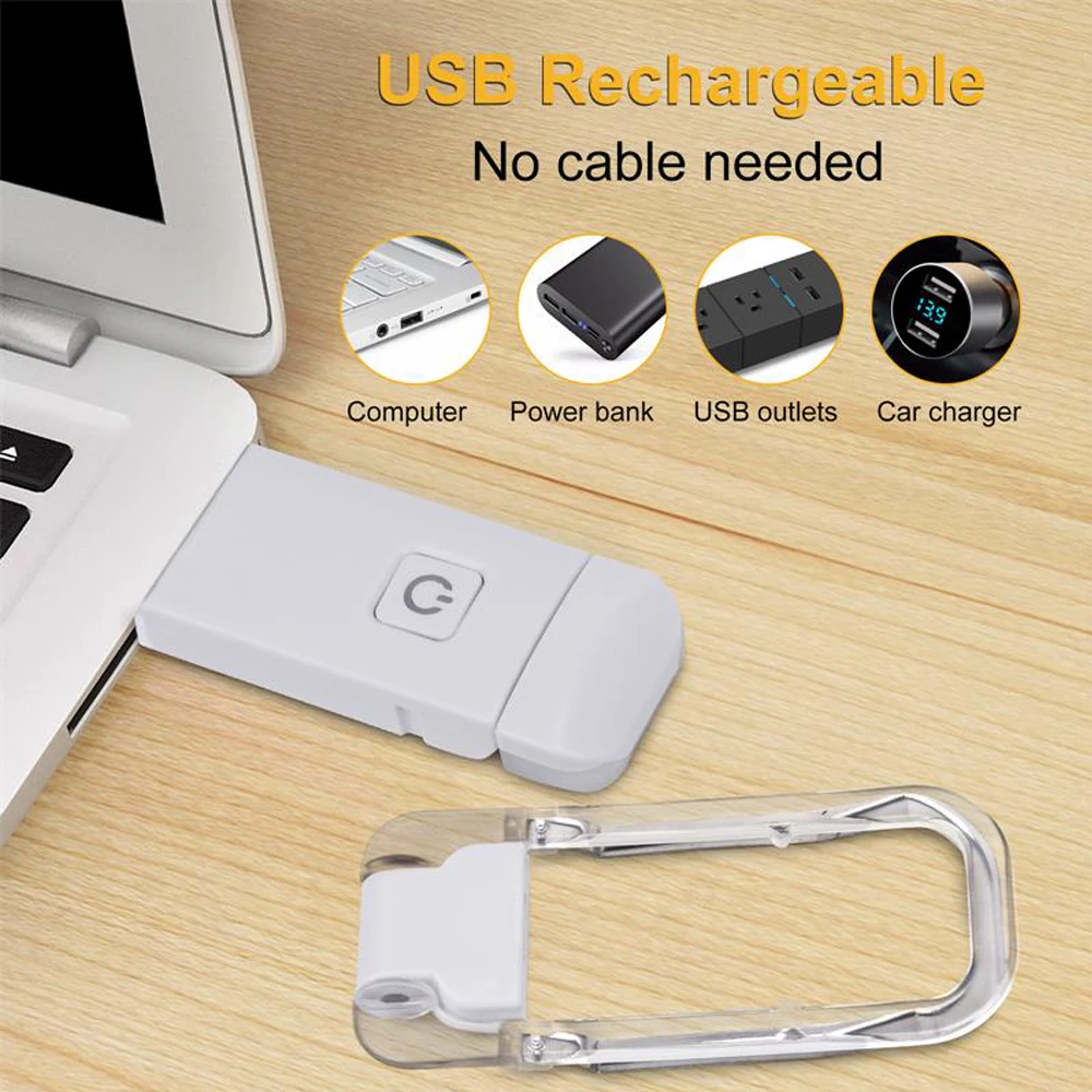 led light book light mini led light USB Rechargeable Book Light Brightness Adjustable for Eye-Protection LED Clip on Portable Bookmark Light for Reading in Bed Car