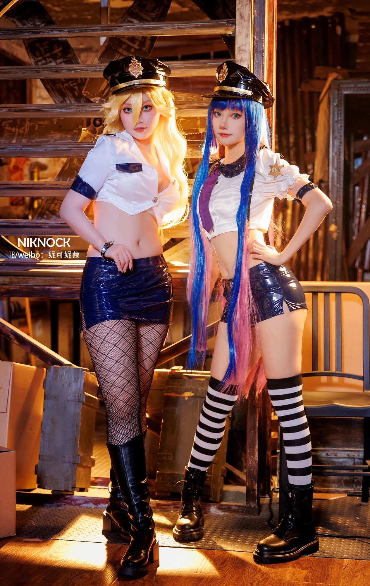 StockingPanty Anarchy Cosplay Panty & Stocking with Garterbelt Cosplay Wig Stocking  Panty Police Uniform For Women Halloween - AliExpress