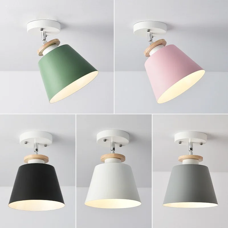 

Nordic Log Ceiling Lamp Aluminum Makaron Color Ceiling Lights Creative Corridor LED Bathroom Bed Head Lamp Indoor Lighting