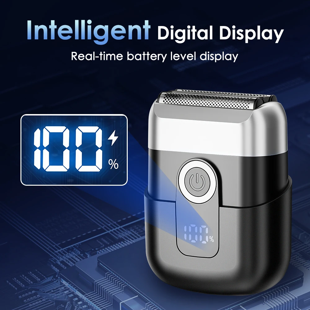 휴대용 회전식 전기 면도기 세척 가능 디지털 디스플레이 방수 미니 면도기 얼굴 면도 수염 트리머 무선 뷰티 도구
