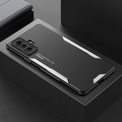 Premium Shockproof Aluminum Alloy Back Plate Silicone Case for Redmi K50 (Silver)