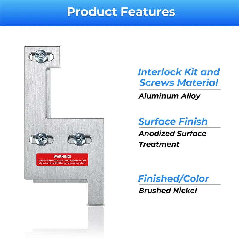 Generator Interlock Kit for GE General Electeric Vertical Main 150 or 200 Amp Panels 2 1/4 Inches Installation Spacing