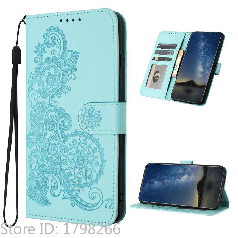 Luxury Pattern Flower Leather Phone Case - Flip Cover Wallet with Card Holder