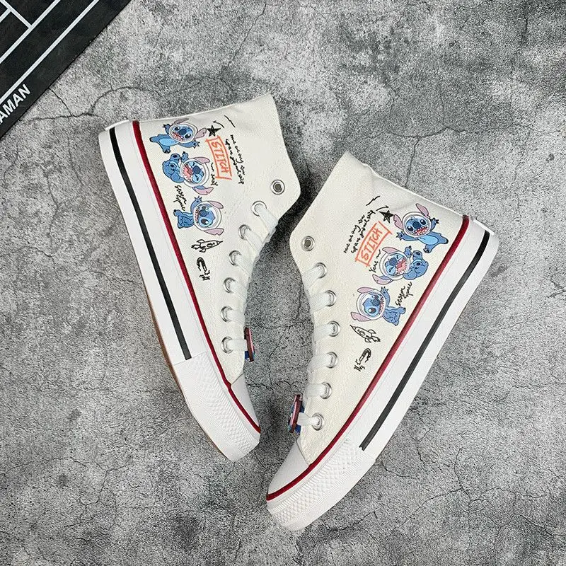 Stitch 2024 High Quality Spring New Canvas Shoes High Top Male Stilson Couple Student Sports Leisure Board Shoes Female Shoes leopard print jeans men denim pants american baggy pants male y2k retro high street sports casual loose pants plus size 2024