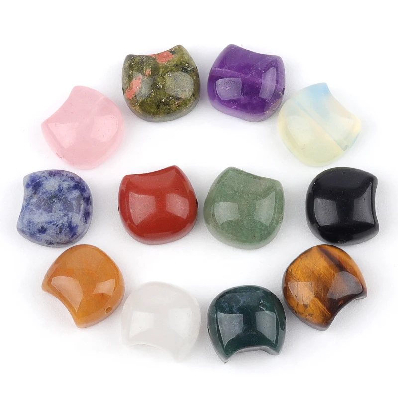 Natural Carving Cat Head Shape Beads 15x16mm Horizontal Hole Jasper Crystal Stone Beads for DIY Bracelet Decorative Accessories 1