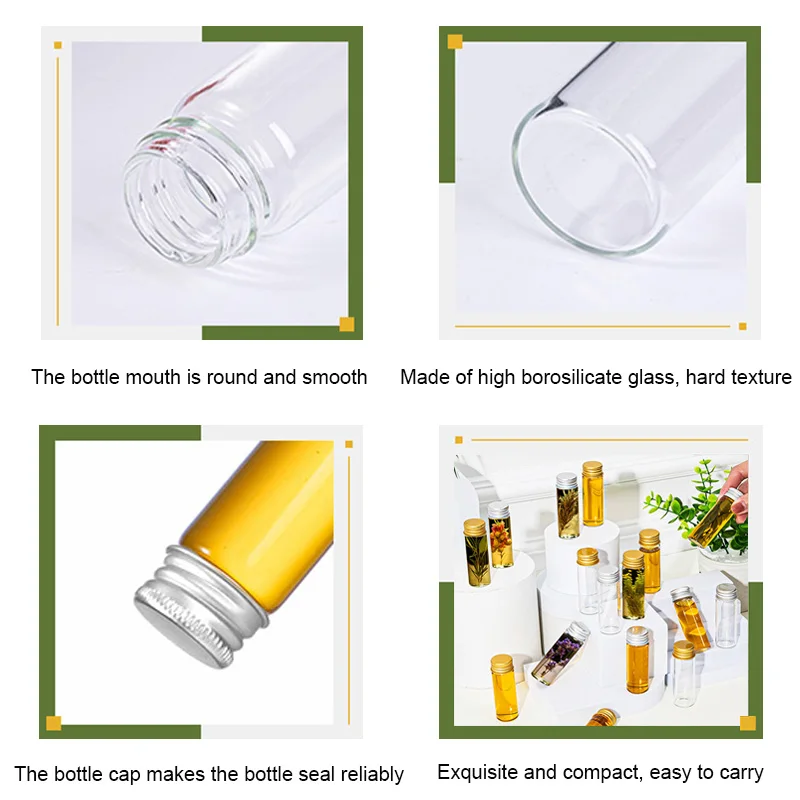 5pcs small glass bottle with aluminum cap screw cap 5ml 6ml 7ml 15ml 25ml 30ml vial small container for DIY process storage 5