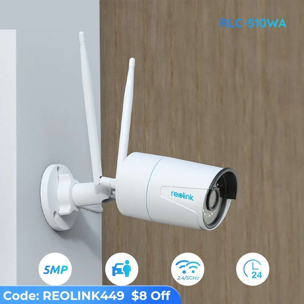 

Top 5MP Human/Car Detection WiFi Camera 2.4G/5Ghz Night vision Onvif SD card slot 256GB Waterproof Smart Home Cam RLC-510WA