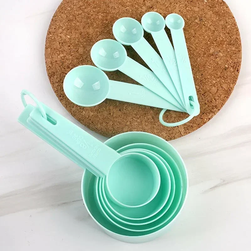 Cups Spoons Set Pure Color Measuring Tools PP Plastic Kitchen Accessories Portable Stackable Combination 10Pcs/Set kitchen measuring spoons,measuring spoon set,electronic measuring spoon,measuring cup and spoon set