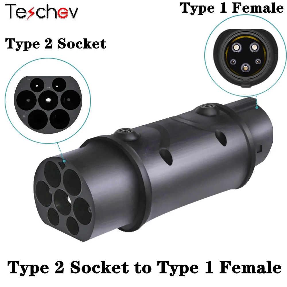

32A EV Charger Converter Charging Station IEC 62196 Type2 to J1772 Type1 and Type1 to Tesla Electric Car Charging Adapter Barrel