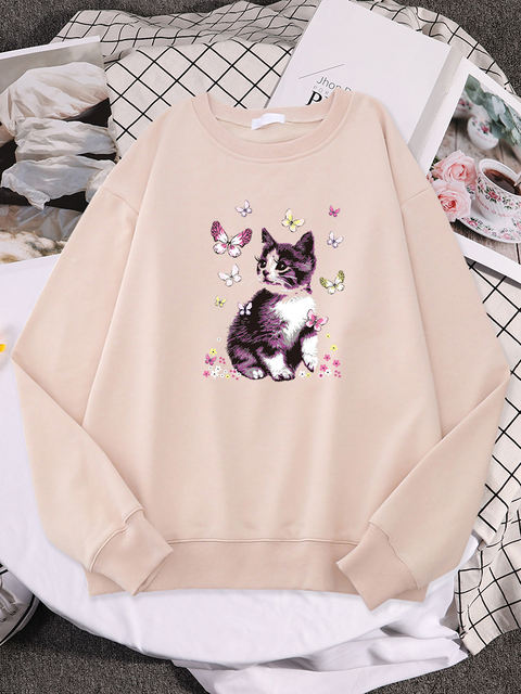 CAT AND BUTTERFLY SWEATSHIRT