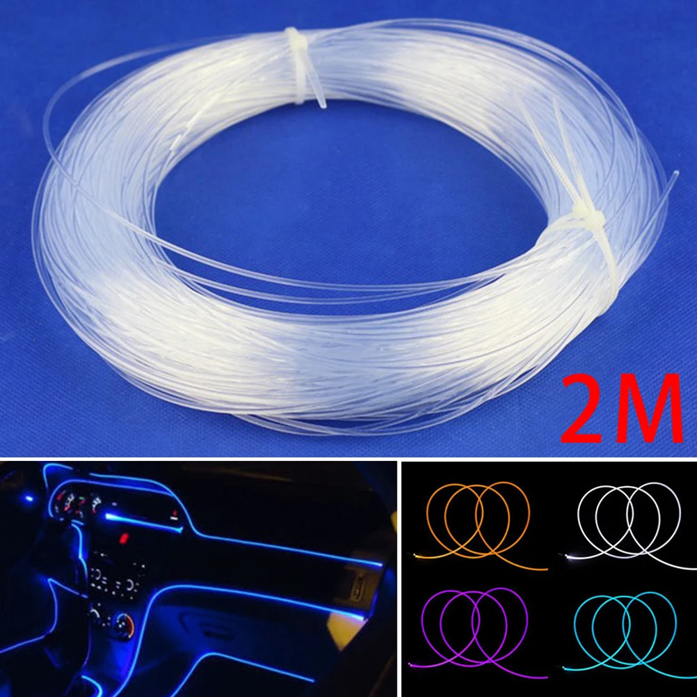 1/2/3 M PMMA Side Glow Optic Fiber Cable 2MM Diameter Car LED Glow Lights Bright Garden Lighting Decoration Illuminator