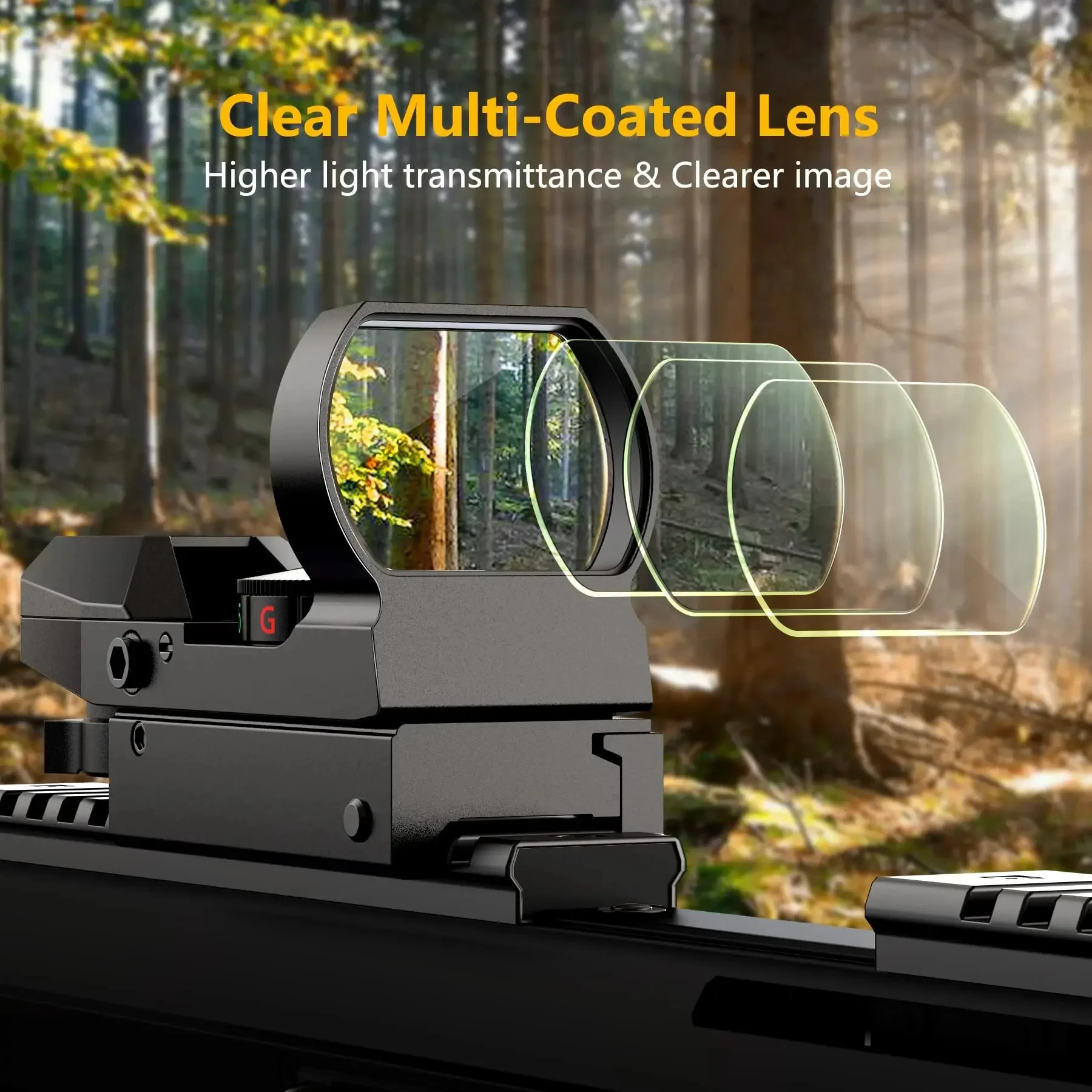 Tactical Riflescope Hunting Holographic Scope Compact Red and Green Dot Sight Adjustable Aiming Optical Reflection HD101 11-22mm